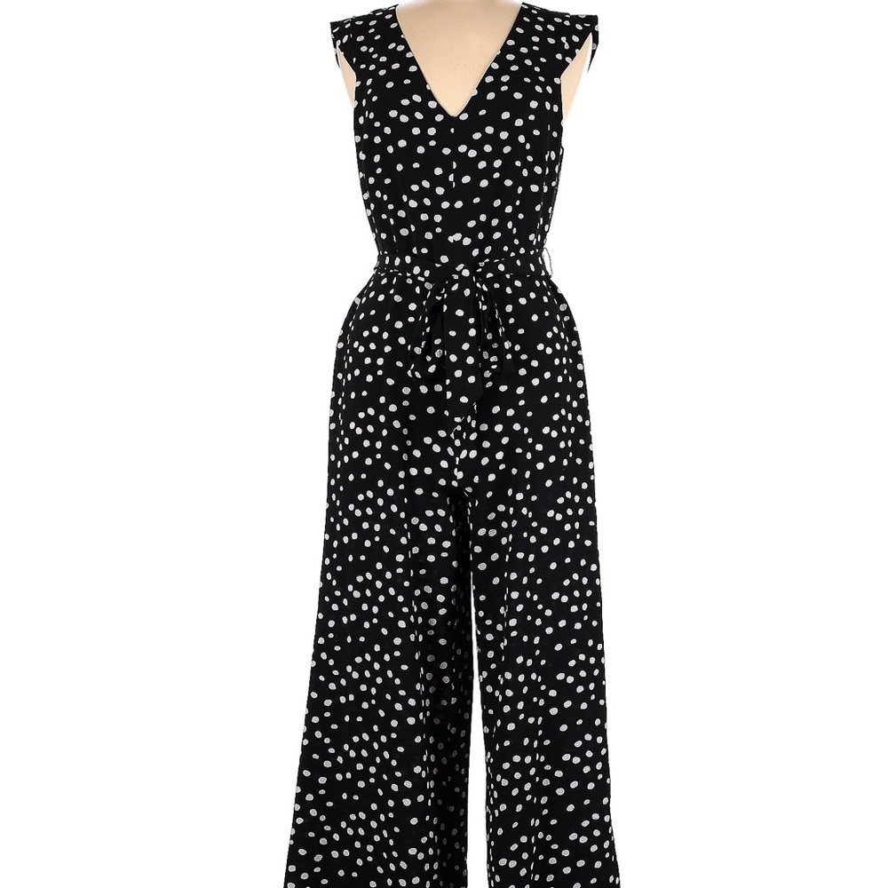 NWT Leith black polka dot jumpsuit M